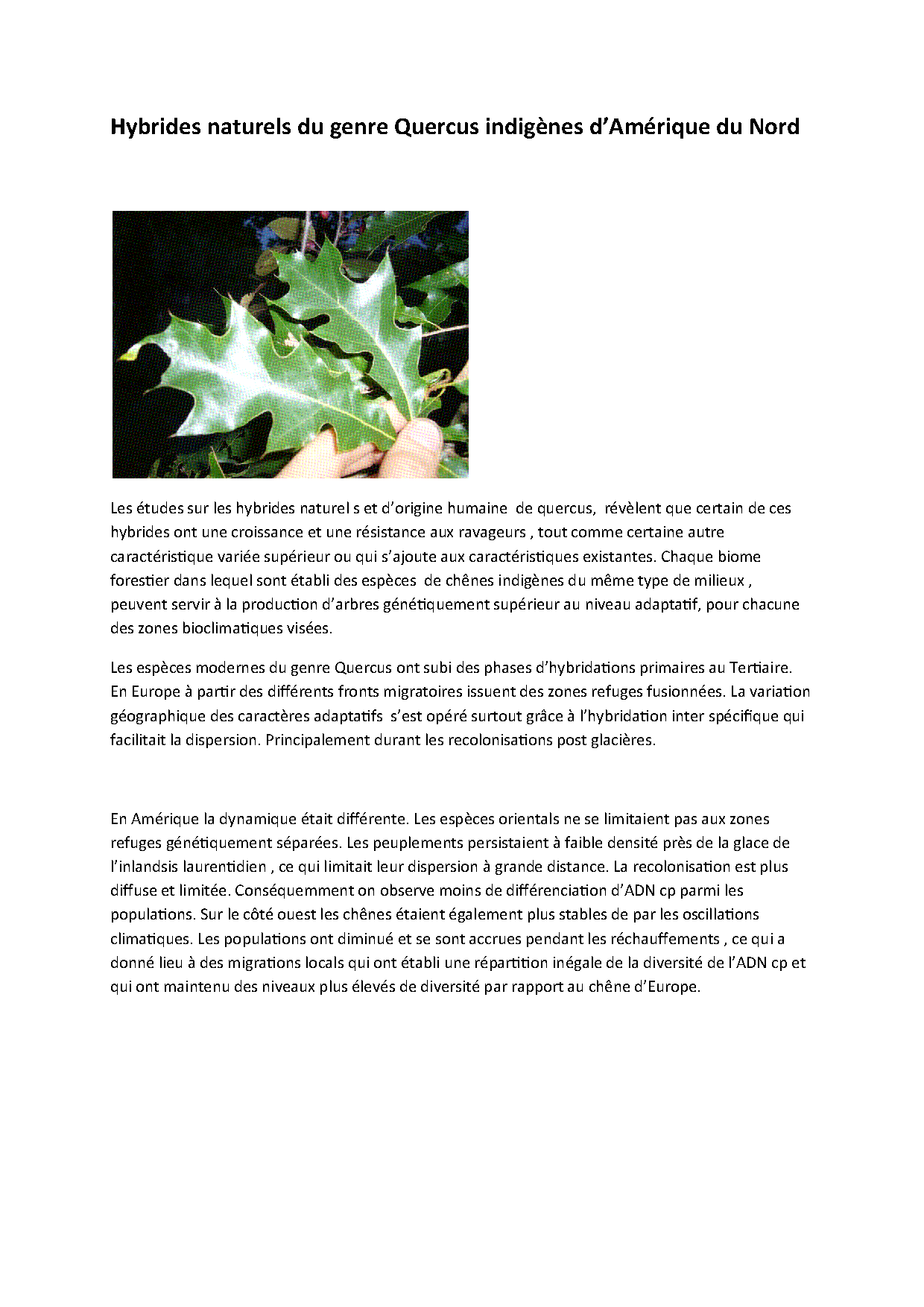 Aperçu Article 10 - Hybrides naturels du genre Quercus